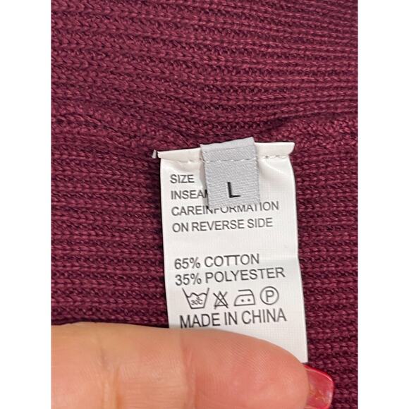 Burgundy Knit Strapless Bodycon Twist Front Tube Maxi Dress L Holiday Babydoll - Picture 5 of 5